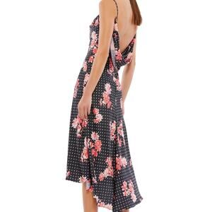 Mac Duggal Floral-Print & Polka-Dot Print Asymmetrical Midi Dress